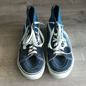 Vans Blue and White High-Top Sneakers